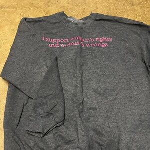 Charcoal Crewneck Sweatshirt with Pink Feminist Slogan